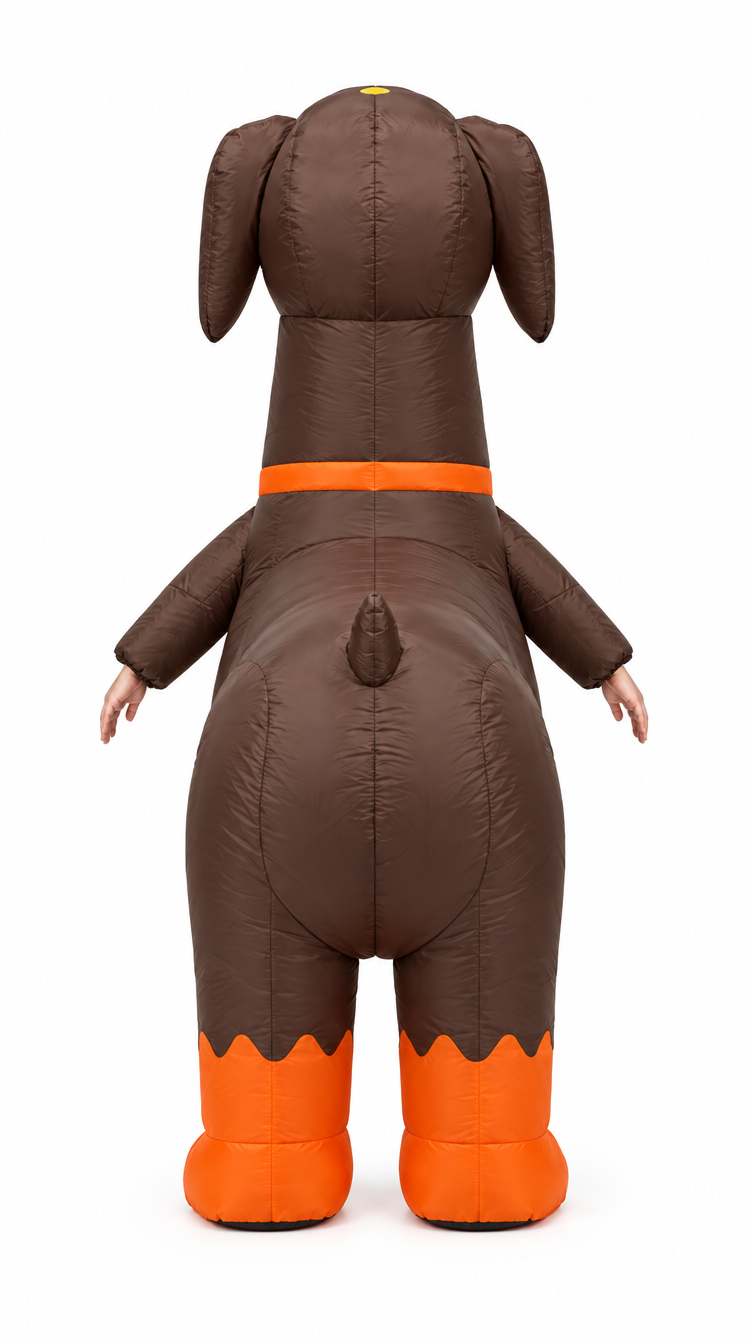 Wiener Walker inflatable dachshund costume, back view