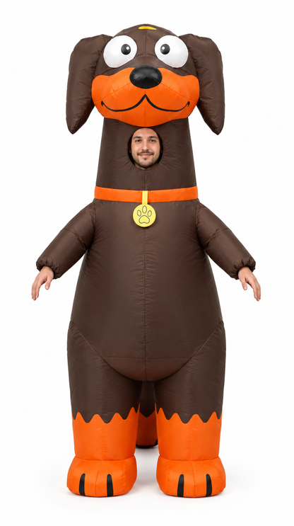 Wiener Walker inflatable dachshund costume, front view