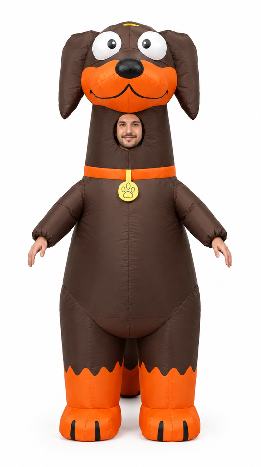 Wiener Walker inflatable dachshund costume, front view