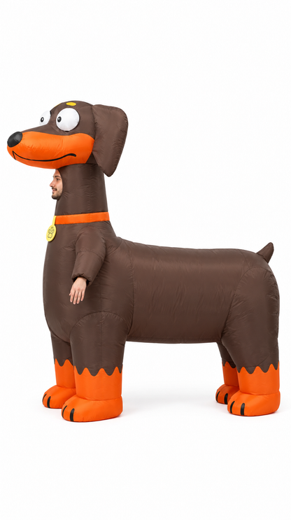 Wiener Walker inflatable dachshund costume, side view